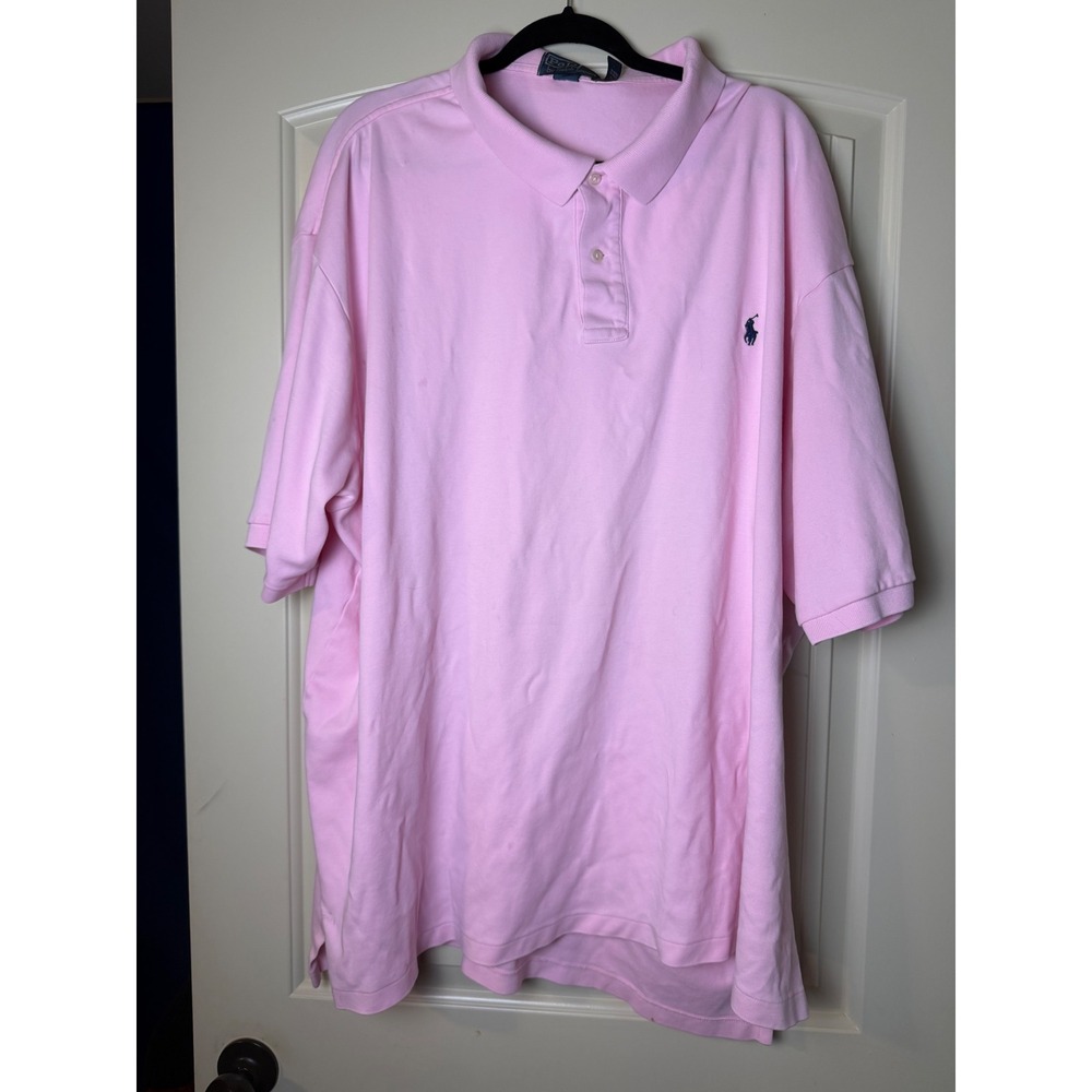 Polo Ralph Lauren Pink Short Sleeve Interlock Polo Shirt Mens 4XLT 4TG Tall Big